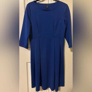Vfshow brand blue knit dress with zipper detail 3/4 sleeves royal blue size M